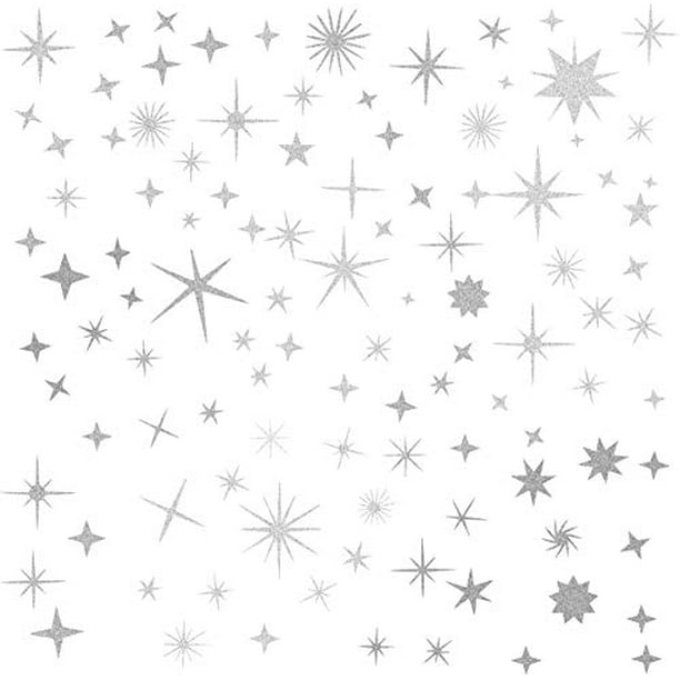 Vinyl Kids Wall Art black and white room White Stars Children Wall Decal Patterned Stars Wall Stickers